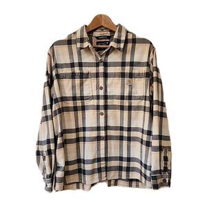 Carhartt Shirt Women's XL Loose Fit Rugged Flex Flannel Blue Plaid Pockets